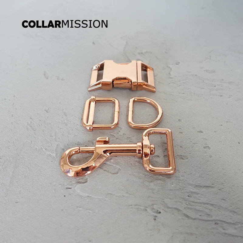 

(metal buckle+adjust buckle+D ring+metal dog clasp/set) manufacturer plated metal buckle diy 25mm dog collar parts 4 colours