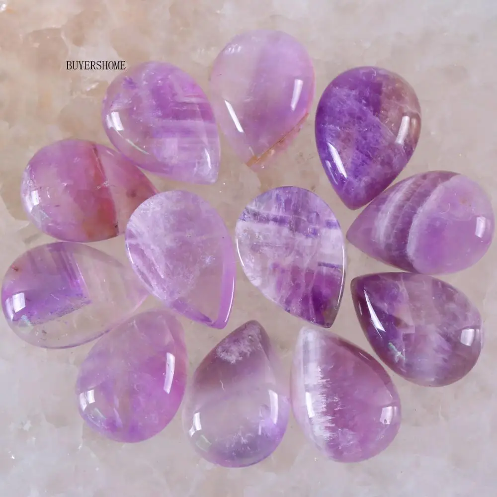 10Pcs 13x18MM Natural Stone Purple Crystal No Drilled Hole Water Drop Cabochon CAB Bead For DIY Jewelry Making Ring K804 | Украшения и