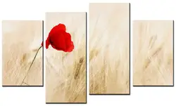 4 панели красный цветут цветы настенные панно для Гостиная большой HD Wall Книги по искусству холст модульные Картинки Живопись