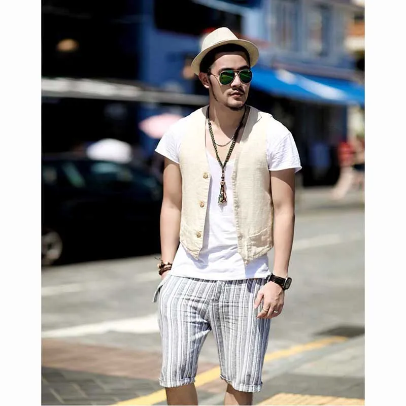 New Arrival Linen Vest for Summer Man's Vest 3 Button Thin Casual Waistcoat Men Slimming Suit Vest Male Clothing