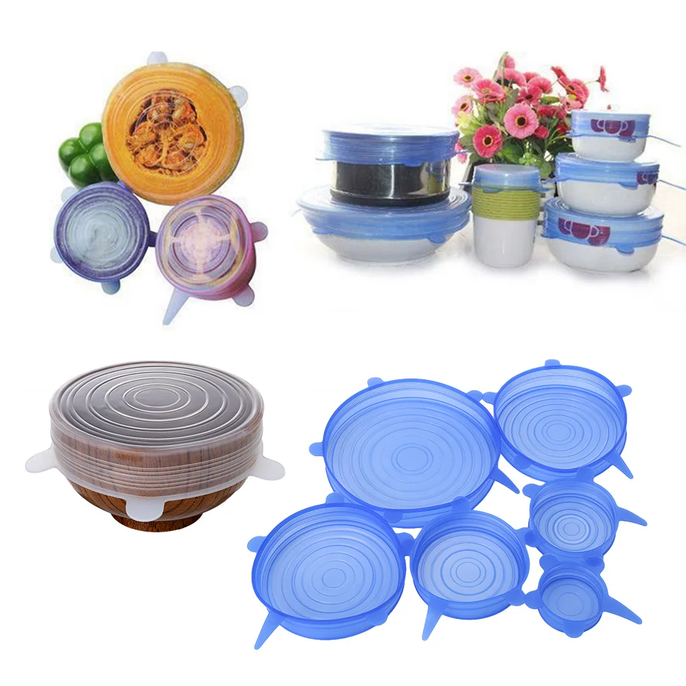 Buy 6PCS/Set Universal Silicone Suction Lid bowl Pan