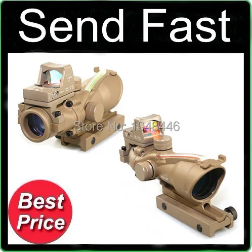 Best price at $107 Cheap Trijicon TA31 ACOG Style 4X32 Dark Earth Sand Real Fiber Source Red Illuminated Sight Scope w/ RMR Micro Red Dot or Green Dot