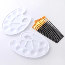 14 шт. сочетание Кисти Палитры Комплект нейлон волос Краски ing Кисточки короткий стержень масло, акрил Кисточки акварель ручка товары для рукоделия