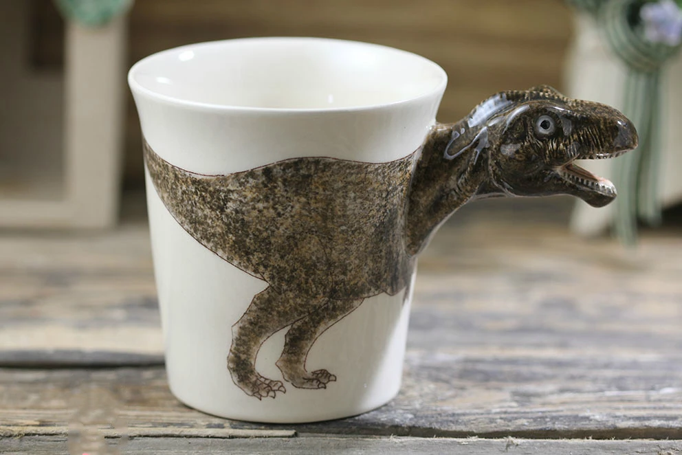 Креативная керамическая кружка тираннозавр ручная роспись Животные Динозавр кофейная чашка 3D стерео мультяшная чашка забавные кружки