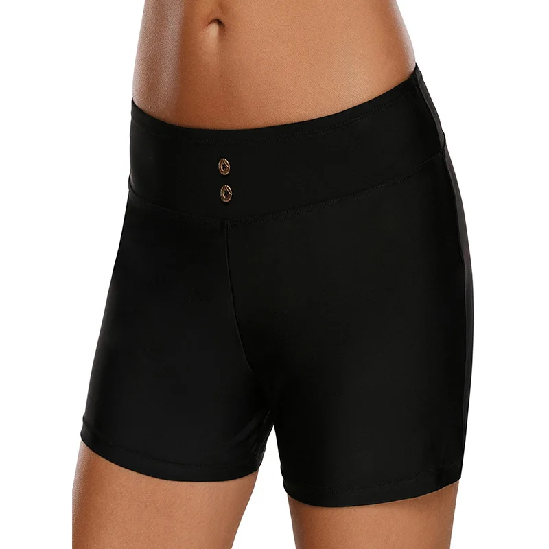 

Sexy Women Swim Bottom Solid Color High Waist Boardshorts Swim Pants Swimwear Black Swim Bottom Swimwear
