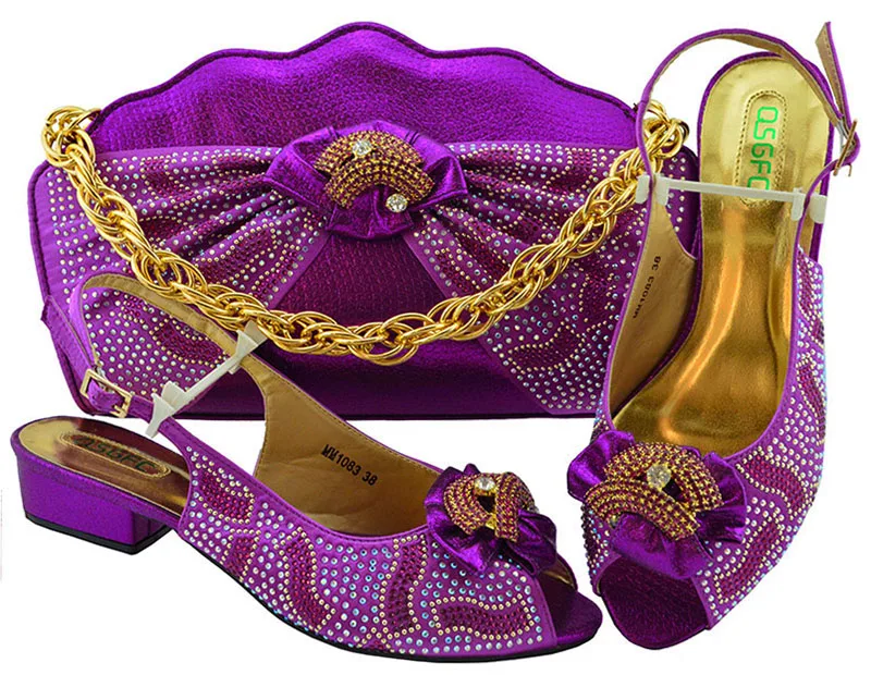 Purple Wedding Shoe and Bag Set Women Shoes and Bag Set In Italy Design Italian Shoes with