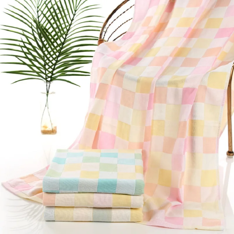 

Large lattice Sheets Muslin Blankets Swaddle 100% Cotton Soft Newborn Multifunctional Baby Blanket Receiving Wrap 70*140cm