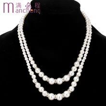 Collier de perles à 2 couches pour femmes, nouveau design, Sexy et glamour, parfaitement rond