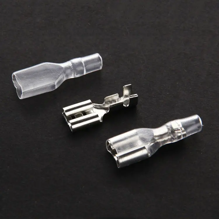 100pcs/lot 6.3mm Crimp Terminal Splice Female Spade Connector Splice