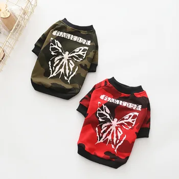 

New Personality Pet Clotehs 100% Cotton Double Foot Delicate Butterfly Print Thickening Clothes for Cat and Dog Pet Supplies