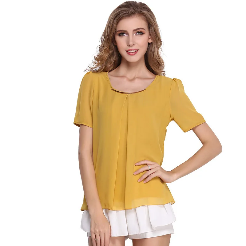 

plus size Korean version of the self-cultivation large size chiffon shirt cool chiffon shirt 2019 casual fashion shirt summer