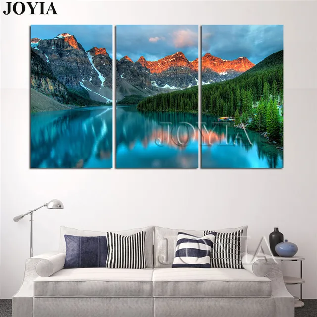 3 Piece Canvas Art Pictures Banff National Park Scenery Landscape 3 Piece Canvas Art Pictures Banff National Park Scenery Landscape Wall Painting Canadian Rockies Home Decoration No Frame