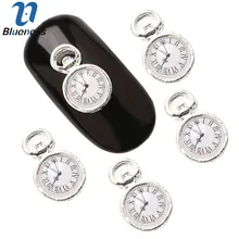 Nail Tools 10Pcs/Lot 3D Nail Art Decoration Sliver Clock Design Nails Accessories DIY Manicure Supplies TN2056