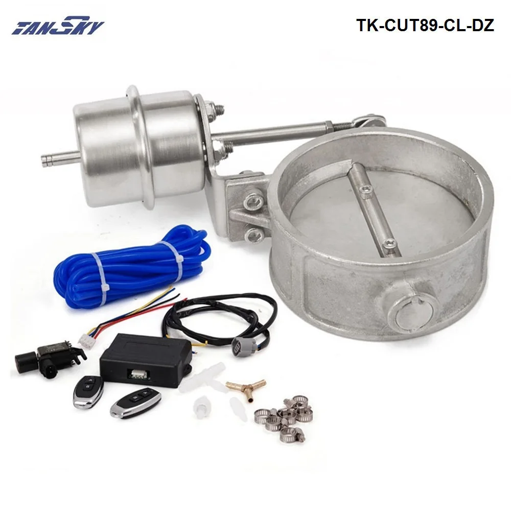 Exhaust Control Valve Set With Vacuum Actuator CUTOUT 89mm Pipe CLOSE STYLE W/Wireless Remote Controller TK-CUT89-CL-DZ