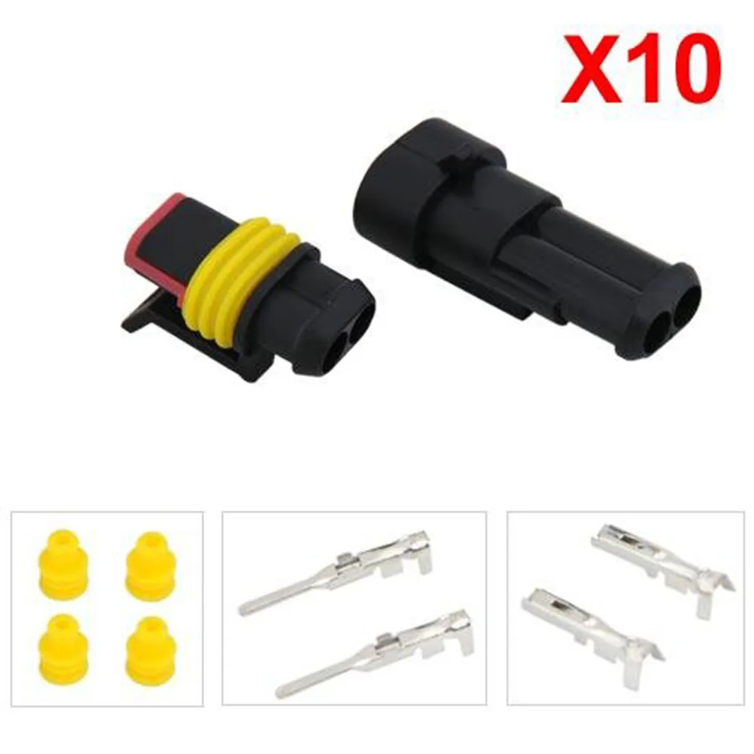 

Dewtreetali Hot Sale 10 Kit 2 Pin Way Waterproof Electrical Wire Connector Plug