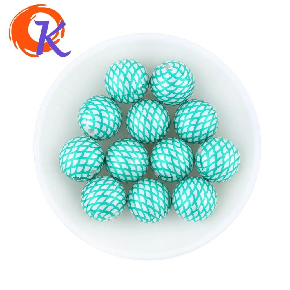 

Free Shipping 20MM 100Pcs/Lot Shinny Green Fish Scale Printing Matte Pearl Beads For Kids Fashion Chunky DIY Jewelry CDWB-701169