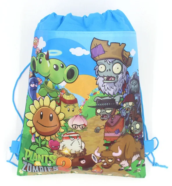 

1pcs Kids Favors Non-Woven Fabric Plants vs Zombies Drawstring Bags Baby Shower Decoration Birthday Party Gift Backpack Supplies