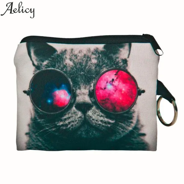 Aelicy 2018 New Cute Cat Face Zipper Coin font b Purse b font female Girl Printing