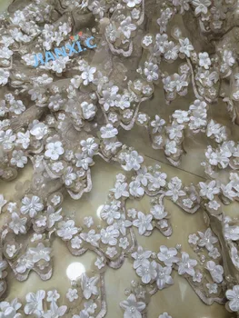 

5yards 3d flower good quality yaking-120941 tulle mesh lace for sawing with beads