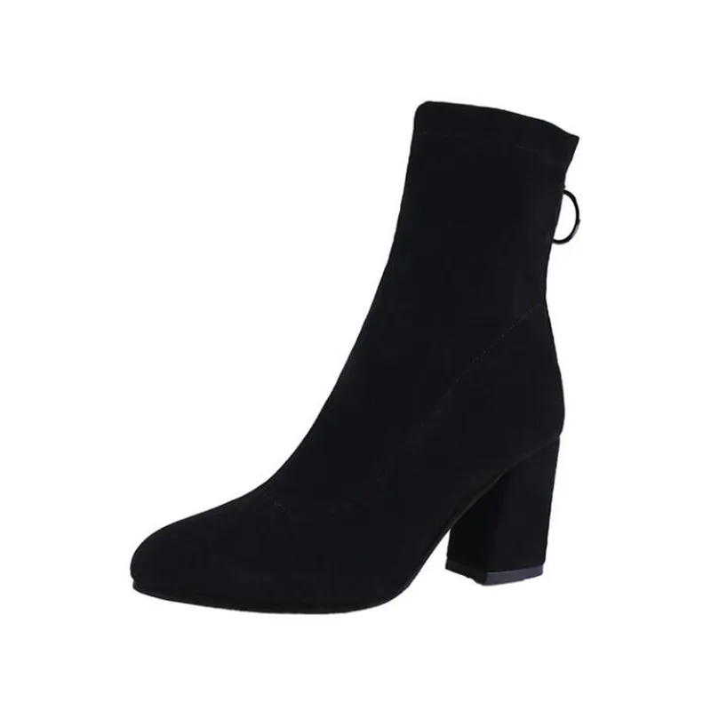 

women shoes winter new elastic boots stovepipe socks tube pointed toe women boots Fashion Lady Thick Heels highs qualit