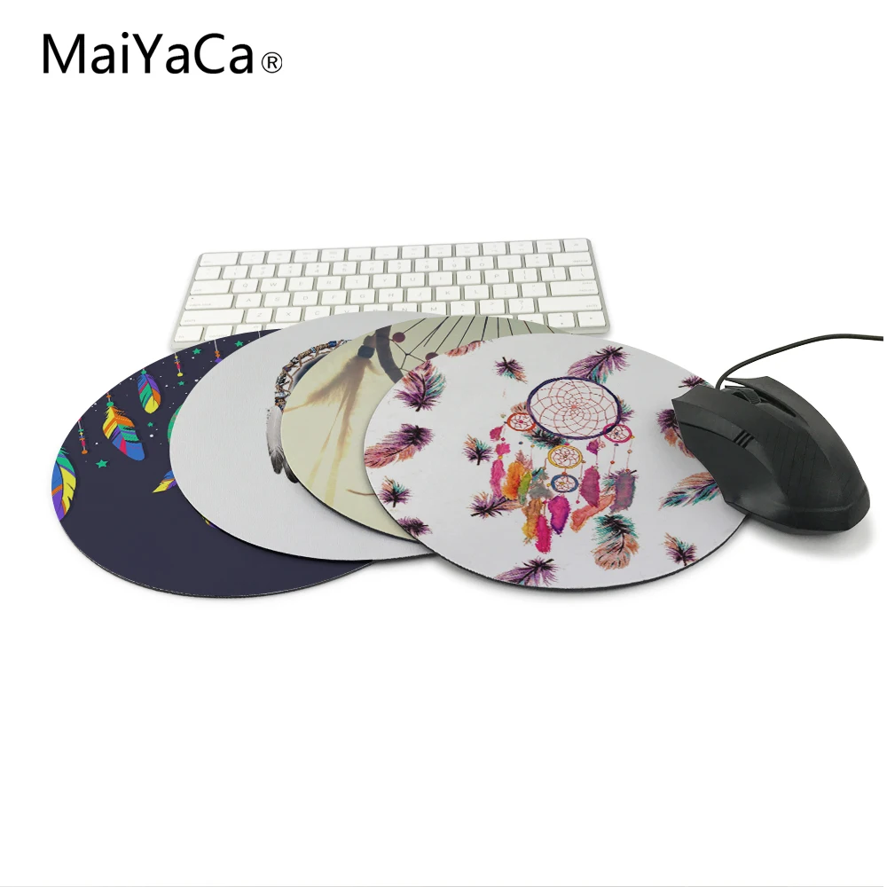 

MaiYaCa hipster watercolor dreamcatcher feathers pattern prints Mouse Pad Small Size Round Mouse Pad Non-Skid Rubber Pad