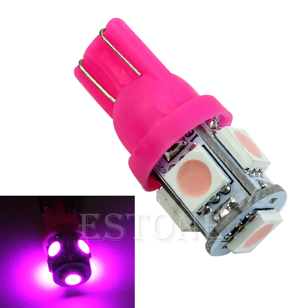 Розовая Автомобильная ксеноновая лампа T10 5050 SMD 5 светодиодный 194 168 W5W|Сигнальная