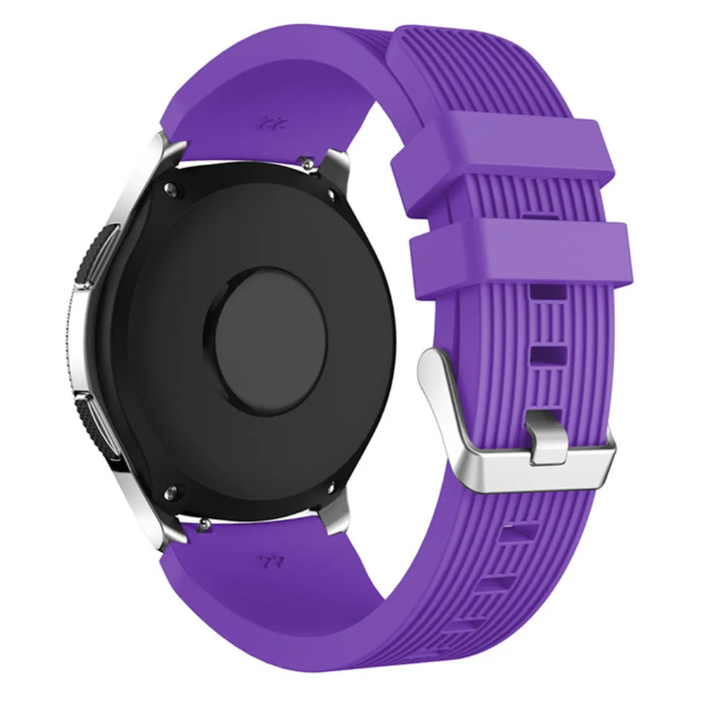 22 мм силиконовый ремешок для часов samsung Galaxy Watch 46 мм полосатый сменный Браслет ремешок для SM-R800 SM-R180 - Цвет: purple