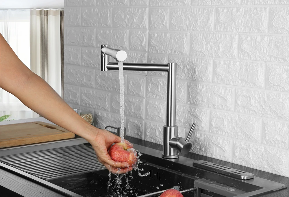 Kitchen Faucet 720 Degree Swivel Stainless Steel Sink Faucet Universal Single Handle Hot and Cold Mixer Folding Bar Faucet (10)