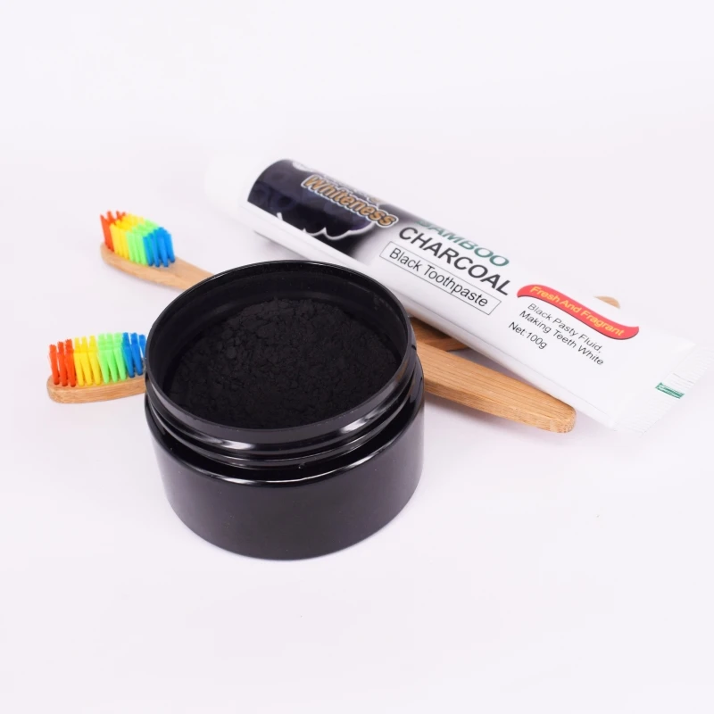 

Teeth Whitening Set Bamboo Toothbrush Coconut Activated Carbon Powder Toothpaste Remove Teeth Stain