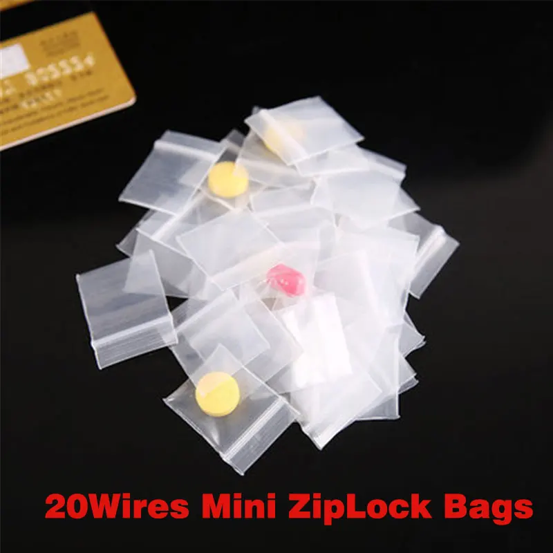 

100Pcs/Lots 20 Wires Mini Zip Lock Bags Thicken Plastic Packaging Bags Small Plastic Zipper Bag High Quality Transparent Bag
