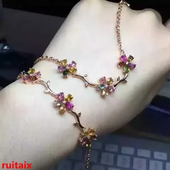 

KJJEAXCMY fine jewelry S925 pure silver bracelet natural tourmaline bracelet wholesale jewelry.