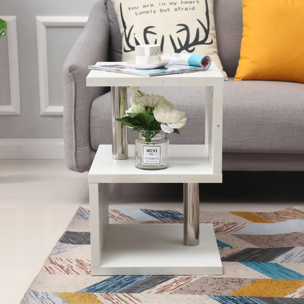 

S Shape Side Table Modern Storage Rack Eye-catching Bedroom Bedside Table Universal Home Nightstand Bedroom Furniture