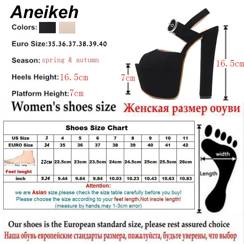 Aneikeh/женские босоножки на платформе и очень высоком каблуке с открытым носком; модные пикантные туфли-лодочки на Высоком толстом каблуке; Цвет Черный; размеры 34-40