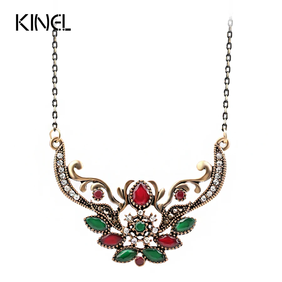 

Kinel Vintage Jewelry Fashion Indian Pendant Necklace For Women Ancient Gold Color Choker Bohemia Necklace Jewelry Wholesale