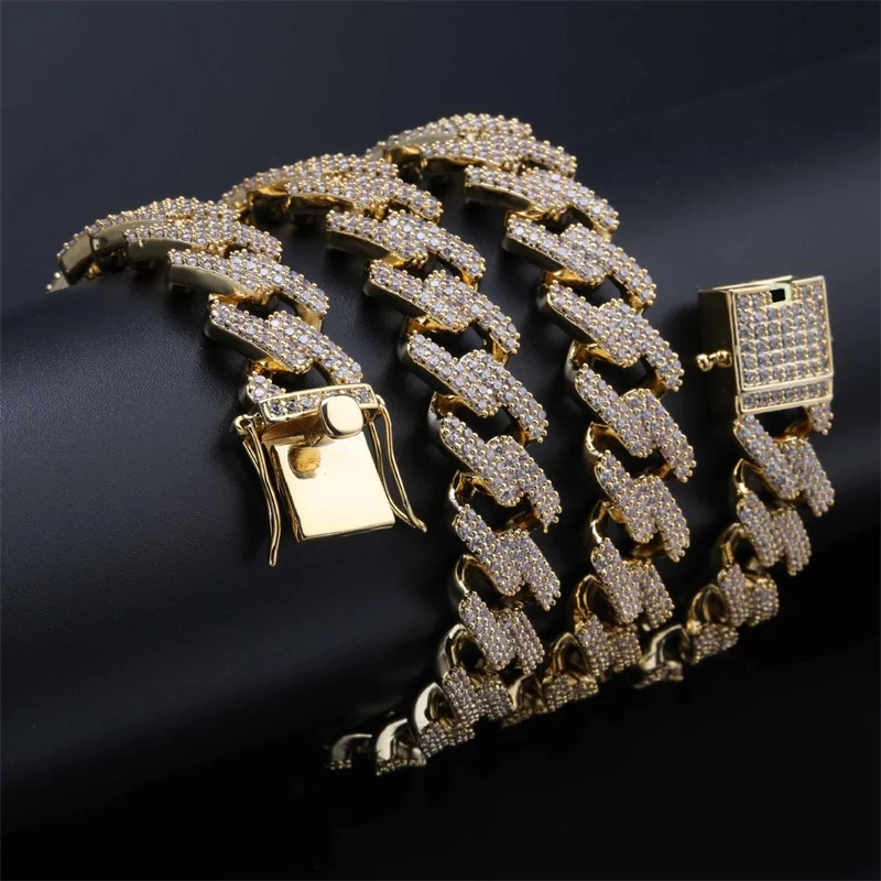 

Hip Hop Cuban Chain Iced Out Chain Bling Cubic Zircon Necklace Micro PaveLink Chain Statement Necklaces for Men Jewelry
