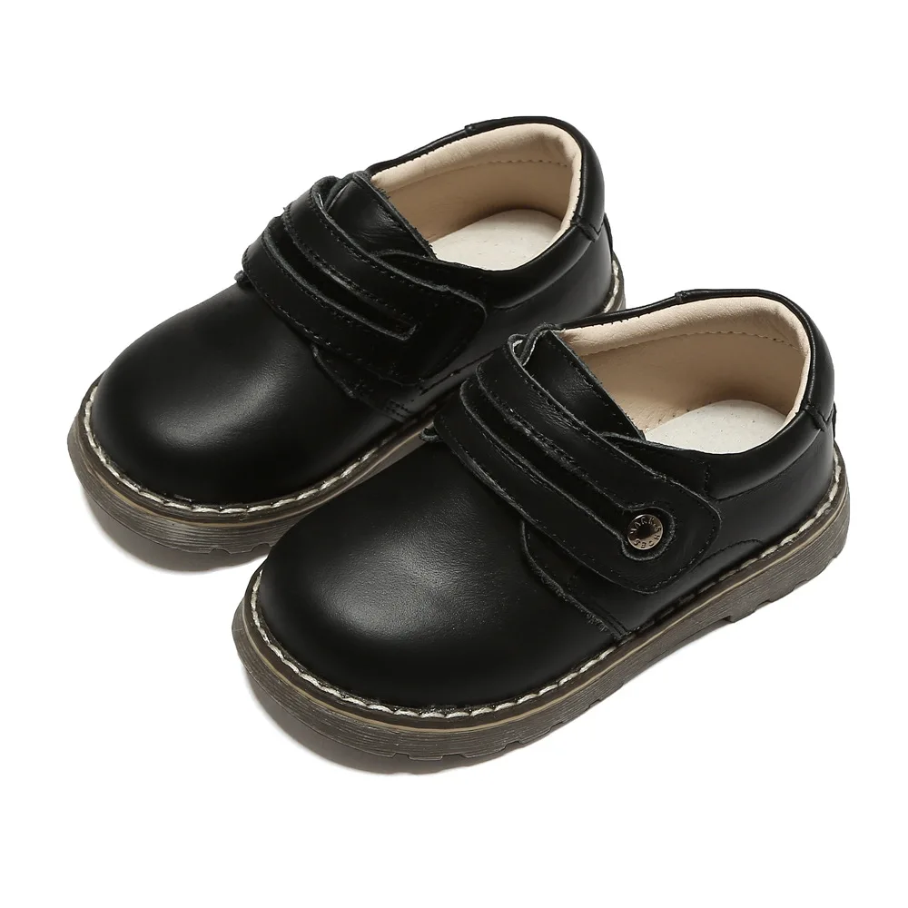 Детская обувь из натуральной кожи, непромокаемые черные и белые детские лоферы, милая обувь на плоской подошве, кроссовки, Новое поступление