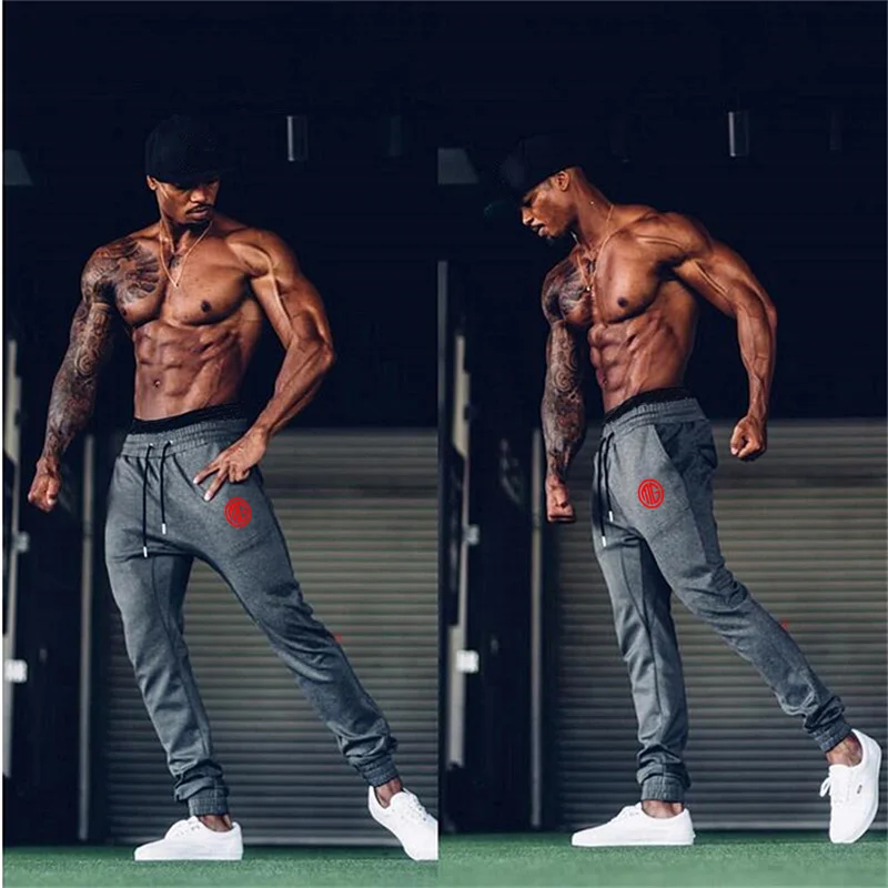 

Men's Gyms Pants For Bodybuilding Fitness Loose and Comfortable Workout Trouser Lycra Cotton High Elastic Sportwear Sweat Pants