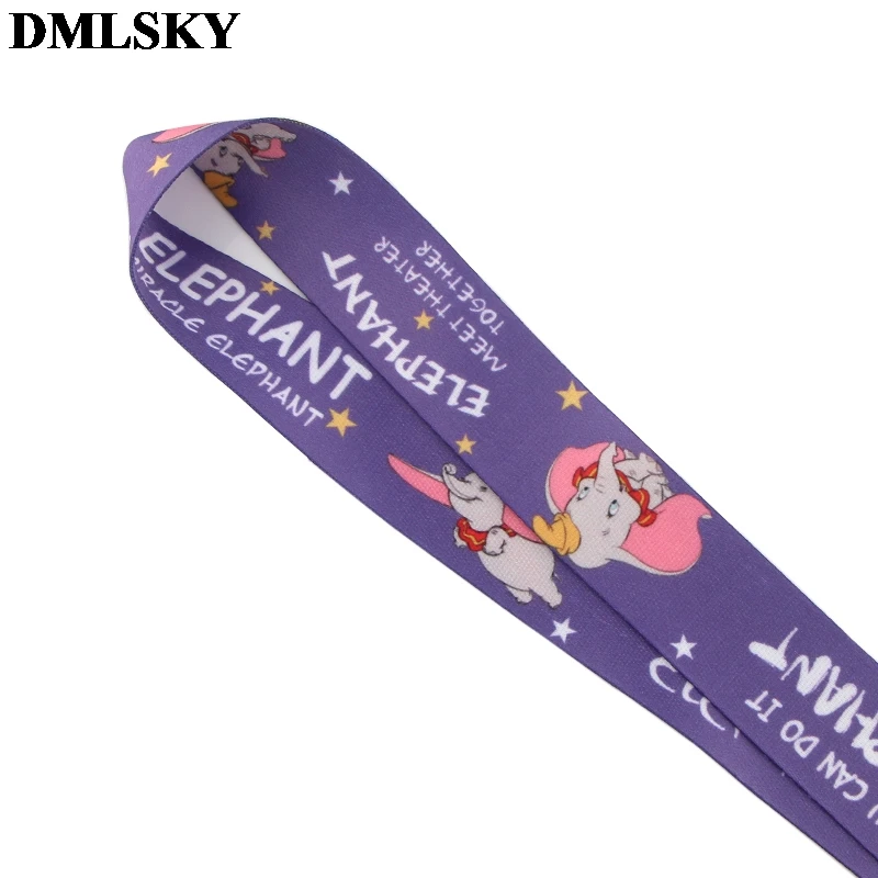 DMLSKY слон Дамбо мультфильм милый шнурок цепочка для ключей значок ID мобильный телефон ключ кольца женщины шеи ремешки M3678
