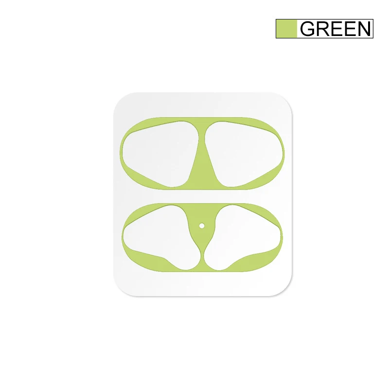 2 комплекта ультра тонкая защита для кожи для Airpod Earpods металлическая пленка железные стикеры стружки пылезащитные AirPods стикер наушники - Цвет: 1 set green