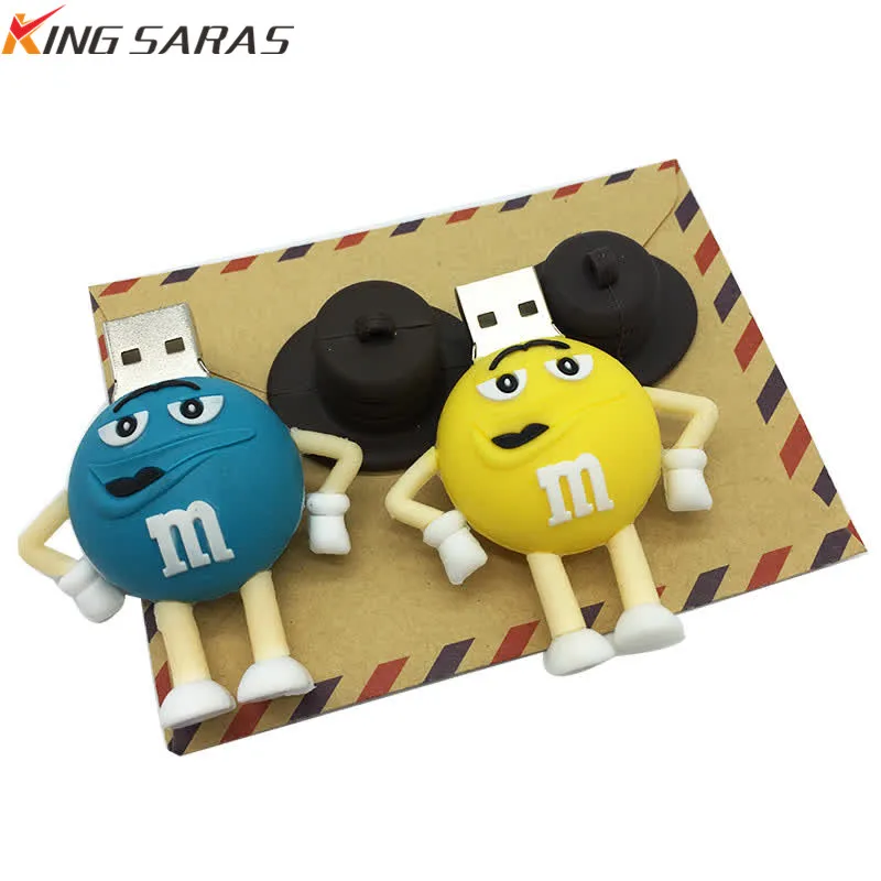 Usb флеш-накопитель с героями мультфильмов M chocolate beans usb 2,0 4 ГБ 8 ГБ Флешка 16 ГБ 32 ГБ 64 Гб 128 ГБ usb-носитель Флешка Бесплатная доставка
