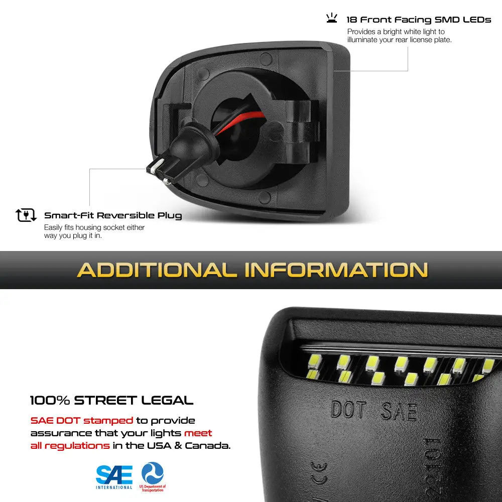 LED License Plate Light 2pcs 3W 6000K For Chevrolet\Cadillac Car Exterior Accessories Waterproof License Plate Lamp