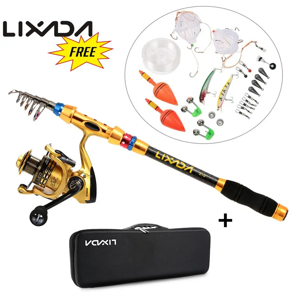 Lixada Portable Lure Rod Set Spinning Rod Reel Combos Full Kit Telescopic Fishing Line Hook FCarrier Bag Case Fishing Gear Pesca Lixada Portable Lure Rod Set Spinning Rod Reel Combos Full Kit Telescopic Fishing Line Hook FCarrier Bag Case Fishing Gear Pesca
