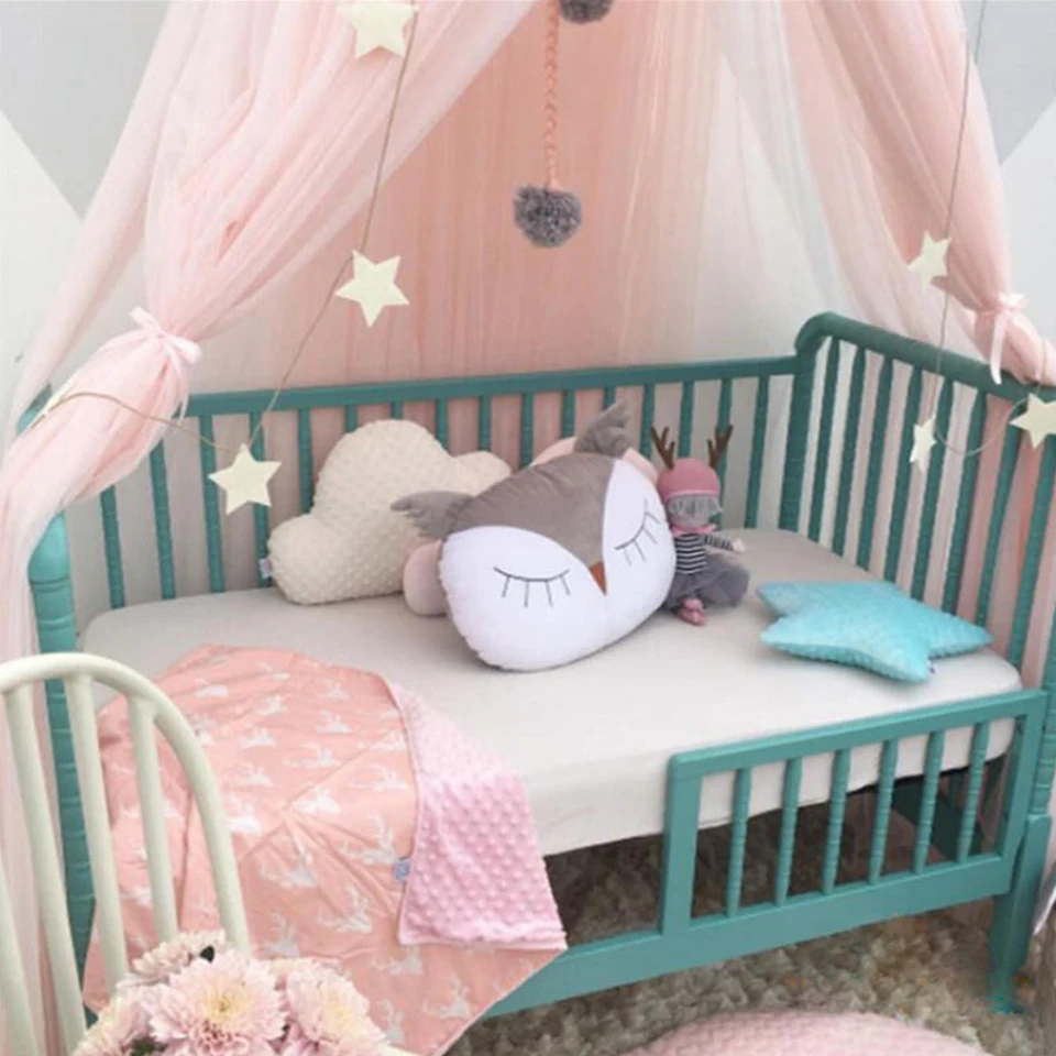 Princess Canopy For Girls /& Kids Bed Room Decor,Polyester Round Dome Baby Girl Play Tent With Stars,Foldable Mosquito Net Curtains Hanging Decorations Bedroom Netting For Playing,Reading Blue