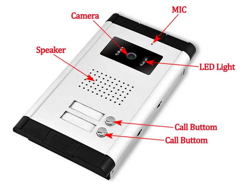 Видеодомофон дверной звонок металлический видеодомофон Входная машина с IR COMS наружная камера без монитора для 2 семей/домов