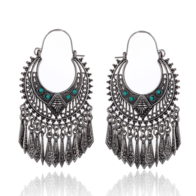 

Bohemian Ethnic Hanging Alloy Tassel Drop Earrings for Women Fashion 2018 New Trendy Style Earrings Wedding Jewelry Accessories