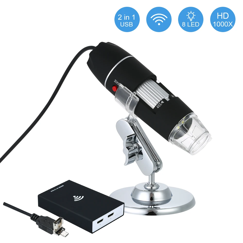 Wireless Digital Microscope Magnifier 0.3MP Zoom Camera 8 LED Light