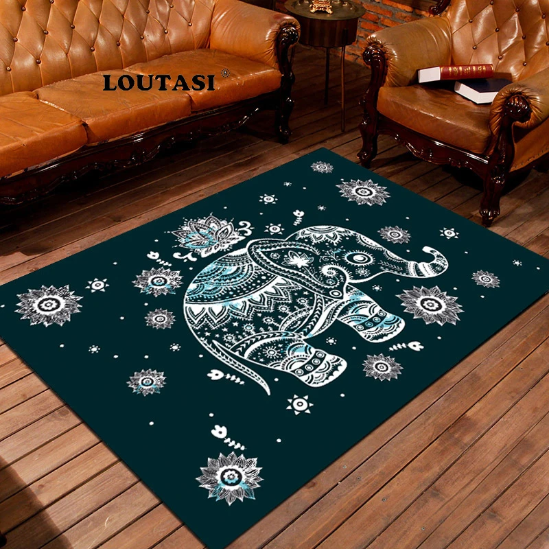 

LOUTASI Bohemia Mandala Floral Carpet Large Living Room Carpets India Elephant Bedroom Rugs Tea Table Rectangular Floor Mat
