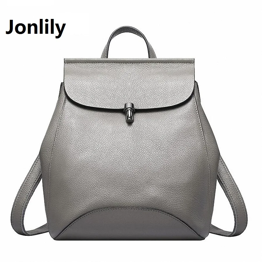 Jonlily Luxury Backpack For Women Genuine Leather Bag Pack For Teenage Girls Famous Brand Cross Body