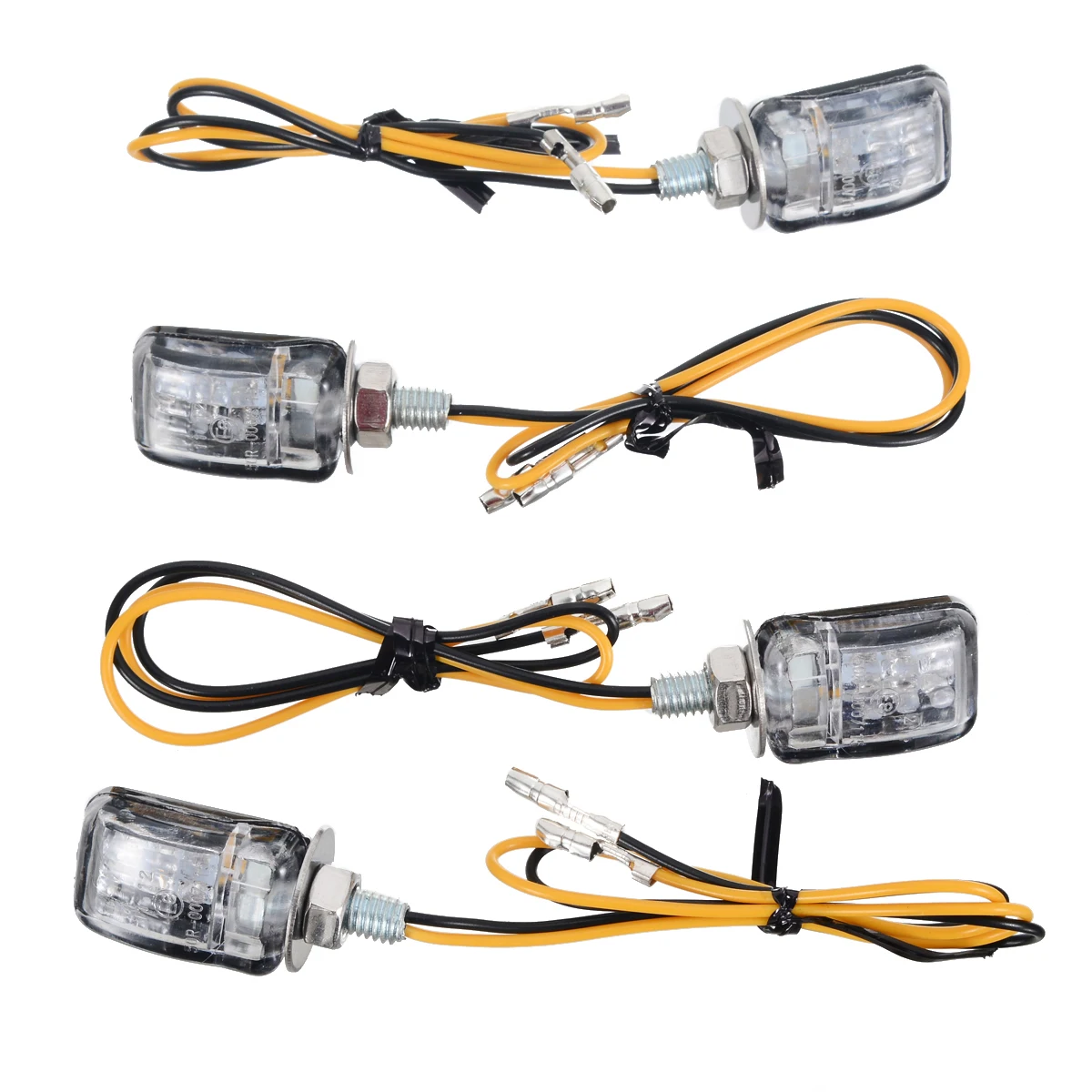 4pcs 12V Amber LED Motorcycle Dirt Bike Turn Signal Light  Mini Blinker Indicator Small Rectangular Lamp 2 wires For Honda
