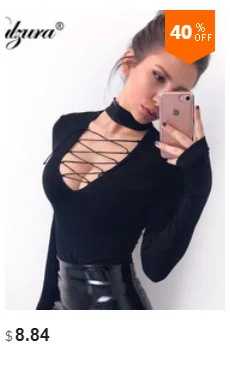 Dulzura mesh patchwork long sleeve sexy high neck lace up bodysuit 2018 summer autumn women black solid body leather bodysuit